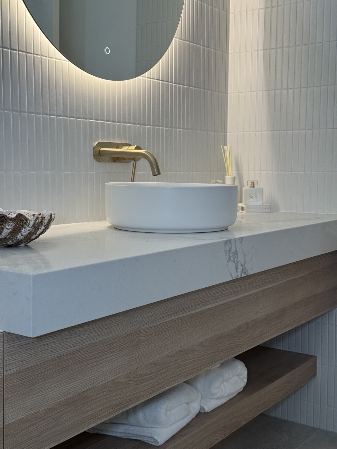 Custom timber bathroom vanity